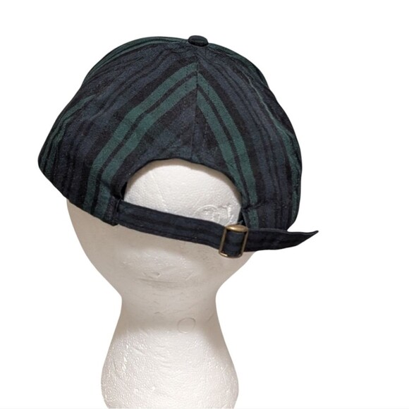 Love your Melon plaid cap OSFM Embossed Leather Logo green blue adjustable USA - Picture 6 of 8